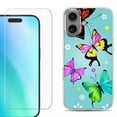 thumbnail image 1 of For iPhone 16 Phone Case Cover, Shockproof Case with Tempered Glass Screen Protector, by OneToughShield - Butterfly, 1 of 4