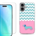 thumbnail image 1 of For iPhone 16 Phone Case Cover, Shockproof Case with Tempered Glass Screen Protector, by OneToughShield - Chevron/Dachshund/Puppy, 1 of 4