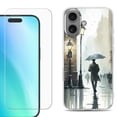 thumbnail image 1 of For iPhone 16 Phone Case Cover, Shockproof Case with Tempered Glass Screen Protector, by OneToughShield - City in the rain, 1 of 4