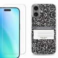 thumbnail image 1 of For iPhone 16 Phone Case Cover, Shockproof Case with Tempered Glass Screen Protector, by OneToughShield - Composition Book, 1 of 4