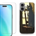 thumbnail image 1 of For iPhone 16 Phone Case Cover, Shockproof Case with Tempered Glass Screen Protector, by OneToughShield - Curious Cat, 1 of 4