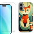 thumbnail image 1 of For iPhone 16 Phone Case Cover, Shockproof Case with Tempered Glass Screen Protector, by OneToughShield - Cute Cats, 1 of 4