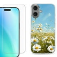 thumbnail image 1 of For iPhone 16 Phone Case Cover, Shockproof Case with Tempered Glass Screen Protector, by OneToughShield - Daisy Field, 1 of 4
