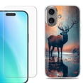 thumbnail image 1 of For iPhone 16 Phone Case Cover, Shockproof Case with Tempered Glass Screen Protector, by OneToughShield - Deer Autumn, 1 of 4