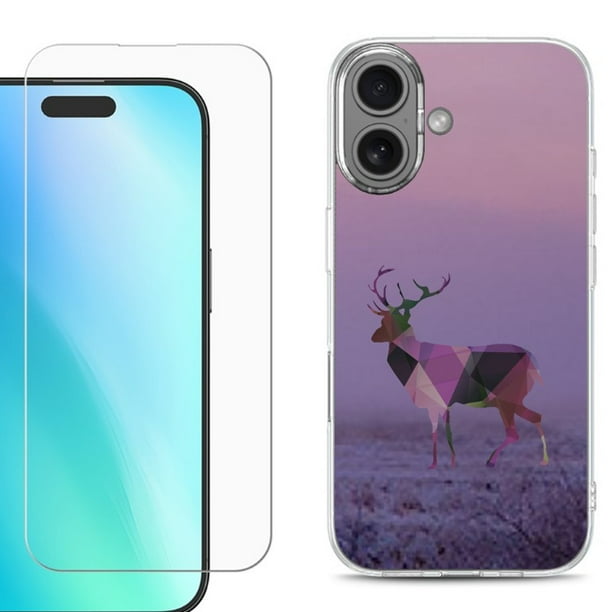 For iPhone 16 Phone Case Cover, Shockproof Case with Tempered