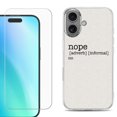 thumbnail image 1 of For iPhone 16 Phone Case Cover, Shockproof Case with Tempered Glass Screen Protector, by OneToughShield - Dictionary/Nope, 1 of 4