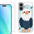 thumbnail image 1 of For iPhone 16 Phone Case Cover, Shockproof Case with Tempered Glass Screen Protector, by OneToughShield - Eagle Smile, 1 of 4