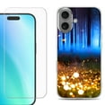 thumbnail image 1 of For iPhone 16 Phone Case Cover, Shockproof Case with Tempered Glass Screen Protector, by OneToughShield - Fireflies, 1 of 4