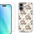 thumbnail image 1 of For iPhone 16 Phone Case Cover, Shockproof Case with Tempered Glass Screen Protector, by OneToughShield - Floral/Rose, 1 of 4