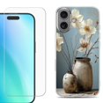 thumbnail image 1 of For iPhone 16 Phone Case Cover, Shockproof Case with Tempered Glass Screen Protector, by OneToughShield - Flower Sensation, 1 of 4