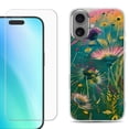 thumbnail image 1 of For iPhone 16 Phone Case Cover, Shockproof Case with Tempered Glass Screen Protector, by OneToughShield - Flower Wind, 1 of 4