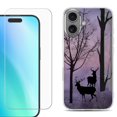 thumbnail image 1 of For iPhone 16 Phone Case Cover, Shockproof Case with Tempered Glass Screen Protector, by OneToughShield - Forest/Deer/Twilight, 1 of 4