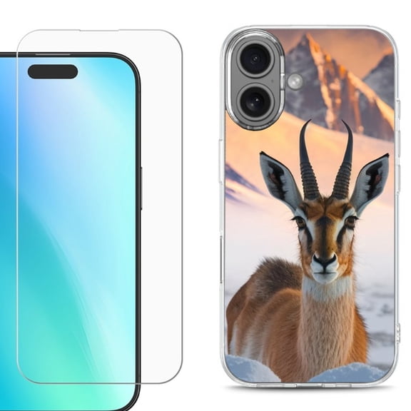 For iPhone 16 Phone Case Cover, Shockproof Case with Tempered Glass Screen Protector, by OneToughShield - Gazelle