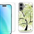 thumbnail image 1 of For iPhone 16 Phone Case Cover, Shockproof Case with Tempered Glass Screen Protector, by OneToughShield - Green Tree, 1 of 4