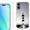 thumbnail image 1 of For iPhone 16 Phone Case Cover, Shockproof Case with Tempered Glass Screen Protector, by OneToughShield - Lighthouse, 1 of 4