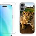 thumbnail image 1 of For iPhone 16 Phone Case Cover, Shockproof Case with Tempered Glass Screen Protector, by OneToughShield - Lion Cub, 1 of 4