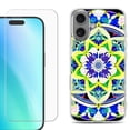 thumbnail image 1 of For iPhone 16 Phone Case Cover, Shockproof Case with Tempered Glass Screen Protector, by OneToughShield - Mandalas Color, 1 of 4
