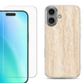 thumbnail image 1 of For iPhone 16 Phone Case Cover, Shockproof Case with Tempered Glass Screen Protector, by OneToughShield - Marble/Coffee Tone, 1 of 4