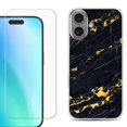thumbnail image 1 of For iPhone 16 Phone Case Cover, Shockproof Case with Tempered Glass Screen Protector, by OneToughShield - Marble / Lava, 1 of 4