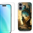 thumbnail image 1 of For iPhone 16 Phone Case Cover, Shockproof Case with Tempered Glass Screen Protector, by OneToughShield - Melting Clock, 1 of 4