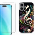 thumbnail image 1 of For iPhone 16 Phone Case Cover, Shockproof Case with Tempered Glass Screen Protector, by OneToughShield - Music Notes Colorful, 1 of 4