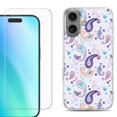 thumbnail image 1 of For iPhone 16 Phone Case Cover, Shockproof Case with Tempered Glass Screen Protector, by OneToughShield - Paisley Purple, 1 of 4