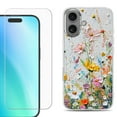 thumbnail image 1 of For iPhone 16 Phone Case Cover, Shockproof Case with Tempered Glass Screen Protector, by OneToughShield - Pastel Flowers, 1 of 4