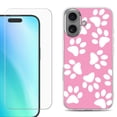 thumbnail image 1 of For iPhone 16 Phone Case Cover, Shockproof Case with Tempered Glass Screen Protector, by OneToughShield - Pet Paw/ Pink, 1 of 4