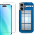 thumbnail image 1 of For iPhone 16 Phone Case Cover, Shockproof Case with Tempered Glass Screen Protector, by OneToughShield - Phone Booth Blue, 1 of 4