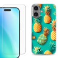 thumbnail image 1 of For iPhone 16 Phone Case Cover, Shockproof Case with Tempered Glass Screen Protector, by OneToughShield - Pineapple, 1 of 4