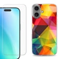 thumbnail image 1 of For iPhone 16 Phone Case Cover, Shockproof Case with Tempered Glass Screen Protector, by OneToughShield - Polygon, 1 of 4