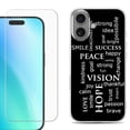 thumbnail image 1 of For iPhone 16 Phone Case Cover, Shockproof Case with Tempered Glass Screen Protector, by OneToughShield - Positive Words, 1 of 4