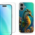 thumbnail image 1 of For iPhone 16 Phone Case Cover, Shockproof Case with Tempered Glass Screen Protector, by OneToughShield - Seahorse, 1 of 4