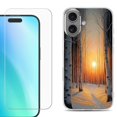 thumbnail image 1 of For iPhone 16 Phone Case Cover, Shockproof Case with Tempered Glass Screen Protector, by OneToughShield - Snow Forest, 1 of 4
