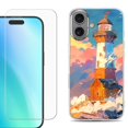 thumbnail image 1 of For iPhone 16 Phone Case Cover, Shockproof Case with Tempered Glass Screen Protector, by OneToughShield - Sunset Beacon, 1 of 4