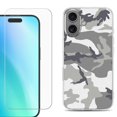 thumbnail image 1 of For iPhone 16 Phone Case Cover, Shockproof Case with Tempered Glass Screen Protector, by OneToughShield - Urban Camo, 1 of 4