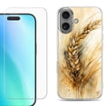 thumbnail image 1 of For iPhone 16 Phone Case Cover, Shockproof Case with Tempered Glass Screen Protector, by OneToughShield - Wheat Painting, 1 of 4
