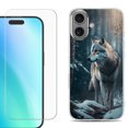 thumbnail image 1 of For iPhone 16 Phone Case Cover, Shockproof Case with Tempered Glass Screen Protector, by OneToughShield - Wolf Winter, 1 of 4