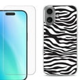 thumbnail image 1 of For iPhone 16 Phone Case Cover, Shockproof Case with Tempered Glass Screen Protector, by OneToughShield - Zebra B/W, 1 of 4
