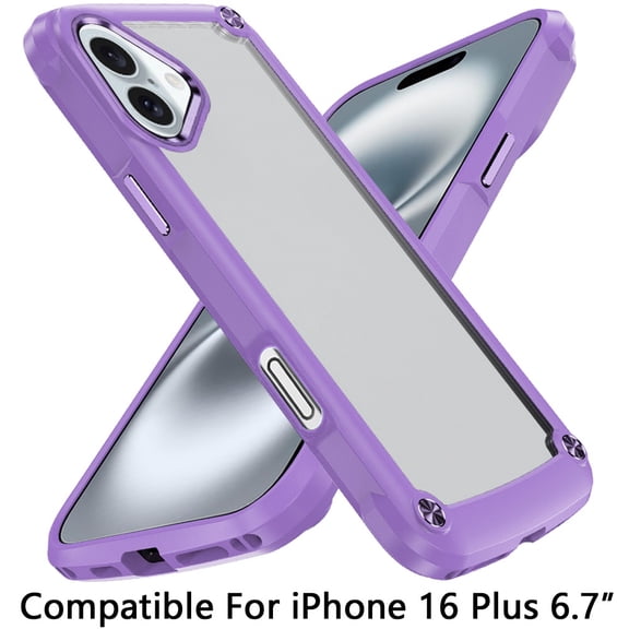 For iPhone 16 Plus 6.7 inch METKASE Ultimate CaseX Transparent Hybrid Case with Metal Buttons And Camera Edges in Slide-Out Package - Light Purple