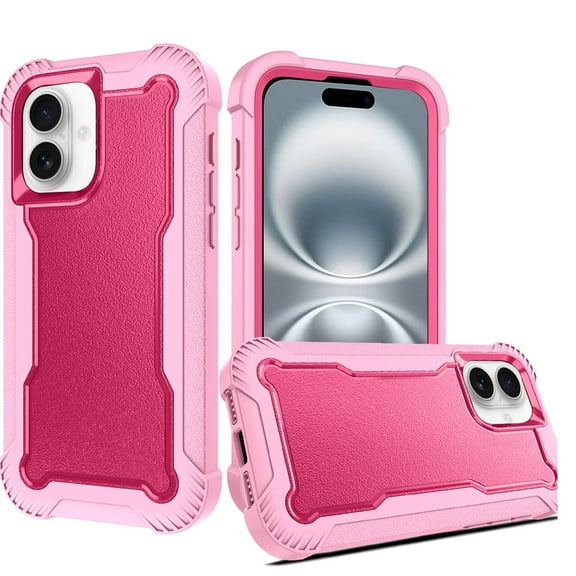 For iPhone 16 Plus 6.7 inch Sturdy Think 3in1 Tough Hybrid - Hot Pink
