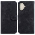 thumbnail image 1 of For iPhone 16 Plus 6.7" lily Embossed Strong Magnetic Attachment/Closure, Card Slots/Pocket, PU Leather Flip Wallet Case ﻿,Black,For iPhone 16 Plus, 1 of 7