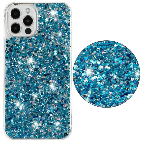 For iPhone 16 Plus Case,Cute Glitter Bling Twinkle Stardust with Drop Protection Shockproof Soft TPU Slim Flexible Phone Case Girls/Women Protective case for iPhone 16 Plus,Anti Scratch,Blue