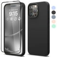 thumbnail image 1 of For iPhone 16 Plus Case, Liquid Silicone Case with Tempered Glass Screen Protector, Tekcoo Shockproof Rugged Rubber Protective Cover Microfiber Lining Cute Phone Case for iPhone 16 Plus - Black, 1 of 9
