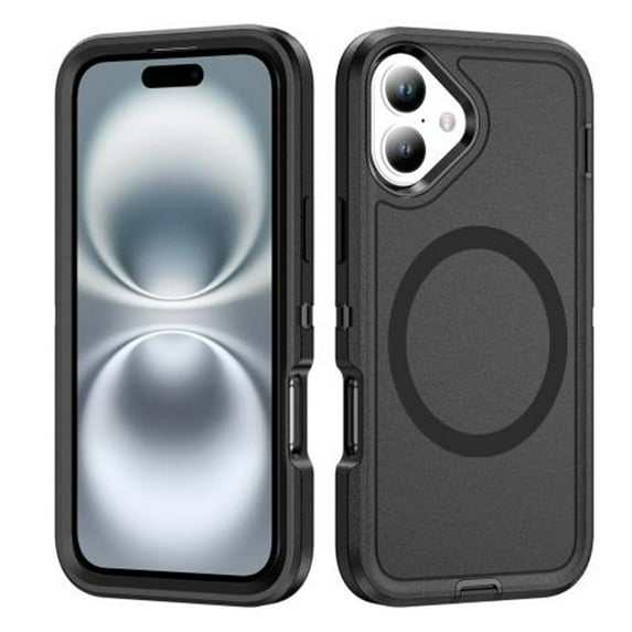 For iPhone 16 Plus Life Waterproof Rugged MagSafe Magnetic Phone Case,Black,For iPhone 16 Plus