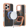 thumbnail image 1 of For iPhone 16 Plus Phone Case, [Military Grade Shockproof] [Hard Carbon Fiber Back] [Soft TPU Bumper Frame] Anti-Scratch, Fingerprint Resistant,Anti-fall Protective Phone Case,Orange, 1 of 11