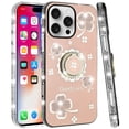 thumbnail image 1 of For iPhone 16 Pro 6.3in Case Crystal Studded Ring stand Bling + Tempered Glass, 1 of 4