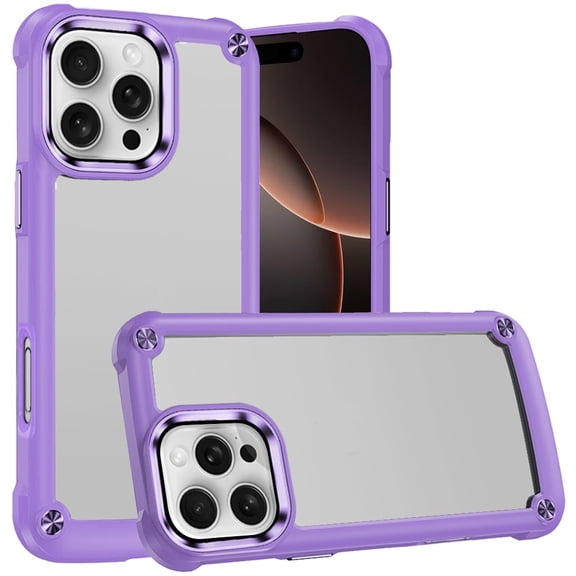 For iPhone 16 Pro 6.3 inch Ultimate CaseX Transparent Hybrid Case with Metal Buttons And Camera Edges - Light Purple