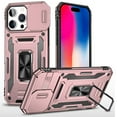 thumbnail image 1 of For iPhone 16 Pro 6.3 inch Utter Tough Metal Ring Movable Camera Window Hybrid Case Cover - Rose Gold, 1 of 3