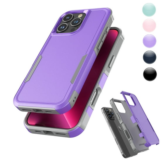 For iPhone 16 Pro Case 5G 2024, Sturdy Phone Case for Apple 16 Pro 6.3 inch ,Njjex Shockproof Heavy Duty Armor Hard Plastic & Rubber Rugged Bumper 2-in-1 Case Cover -Purple